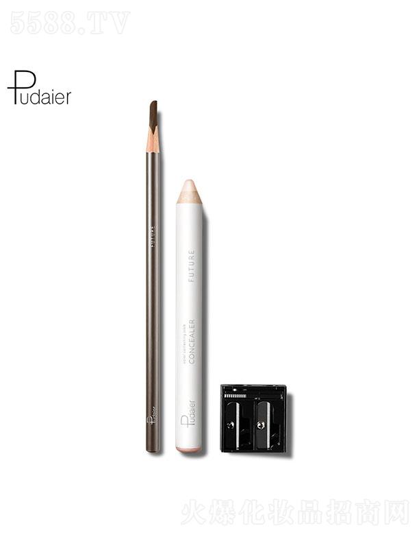pudaier雙效塑形遮蓋瑕疵自然砍刀眉筆