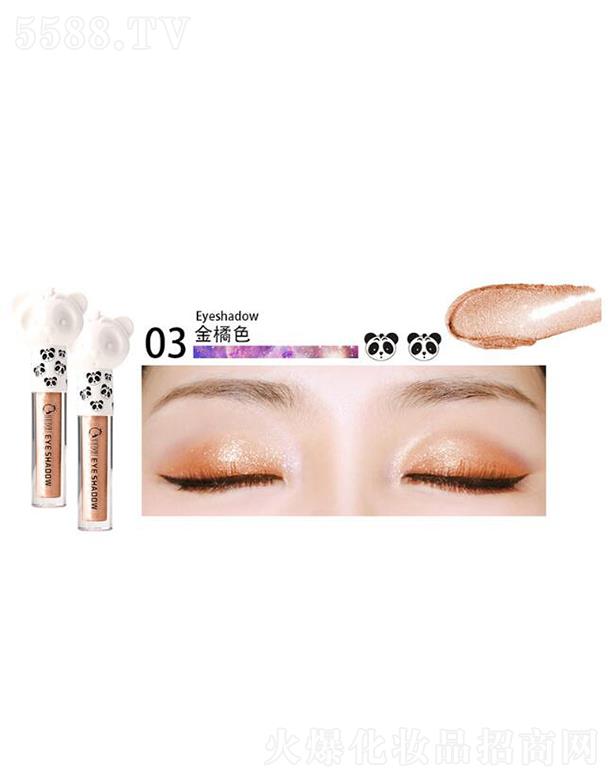 QIANXIU熊貓閃粉眼影液03金橘色