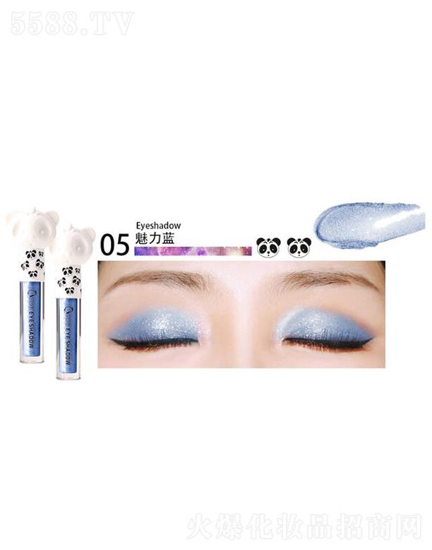 QIANXIU熊貓閃粉眼影液05魅力藍