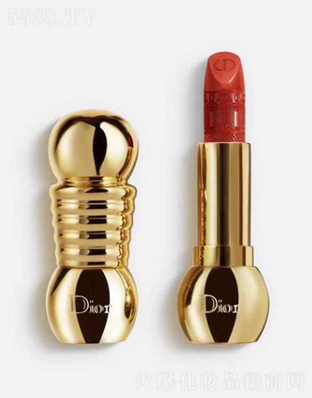 迪奧金艷幻彩唇膏 花境夢工坊限量版075赤霞薔薇(金璨橋紅) 精致華美的金璨管身
