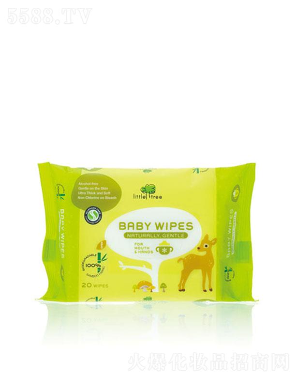 小樹(shù)苗嬰兒竹纖維手口清潔柔濕巾 20抽 方便清潔輕松一擦