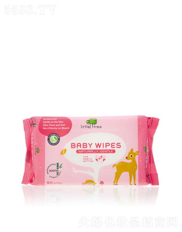 小樹(shù)苗嬰兒竹纖維屁屁護(hù)膚柔濕巾 60抽 不含香料無(wú)熒光劑