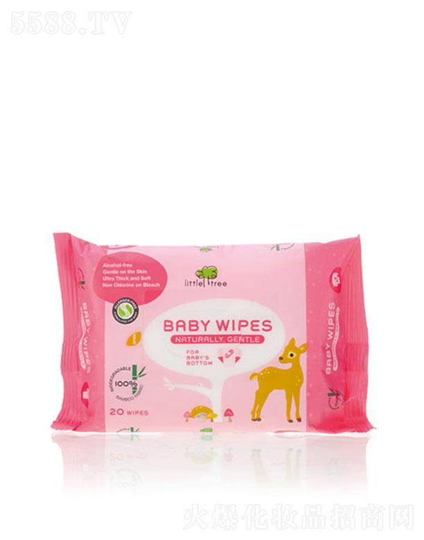 小樹(shù)苗嬰兒竹纖維屁屁護(hù)膚柔濕巾 20抽 輕柔擦拭寶寶小屁股