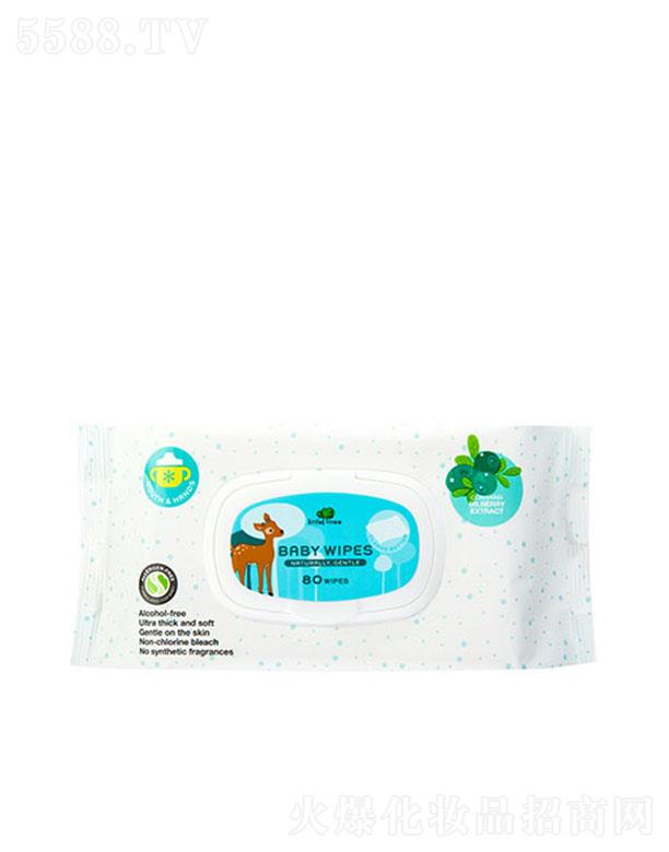 小樹(shù)苗手口專用天然柔濕巾 80抽 加強(qiáng)擦拭清潔力