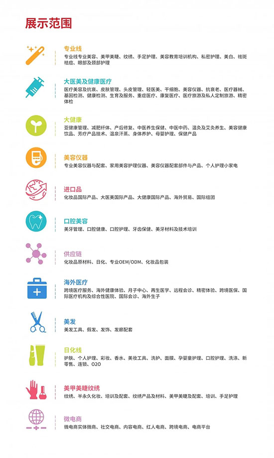 濟南國際美業博覽會展示范圍 濟南國際美業博覽會展示范圍